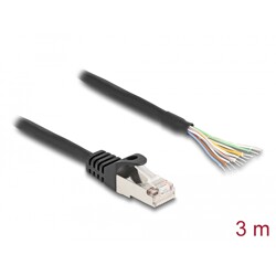 Kabel S/FTP RJ50 10-pinowy męski-otwarte końcówki 3m czarny Delock 80207