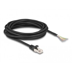 Kabel S/FTP RJ50 10-pinowy męski-otwarte końcówki 5m czarny Delock 80208