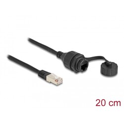 Kabel RJ50 10-pinowy męski-żeński do zabudowy z zaślepką IP67 20 cm czarny Delock 87893