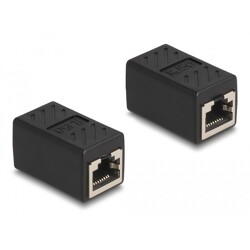 Adapter RJ50 10-pinowy żeński-żeński czarny Delock 87991 Adapter RJ50 10-pinowy żeński-żeński czarny Delock 87991