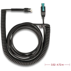 Kabel spiralny RJ50 10-pinowy męski-PoweredUSB 12 V męski 3m czarny Delock 87995