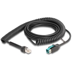 Kabel spiralny RJ50 10-pinowy męski-PoweredUSB 12 V męski 3m czarny Delock 87995