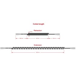 Kabel spiralny RJ50 10-pinowy męski-PoweredUSB 12 V męski 3m czarny Delock 87995