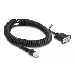 Kabel spiralny RJ50 10-pinowy męski-D-Sub 9-pinowy żeński 1,5m czarny Delock 87996