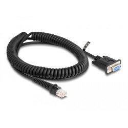 Kabel spiralny RJ50 10-pinowy męski-D-Sub 9-pinowy żeński 1,5m czarny Delock 87996