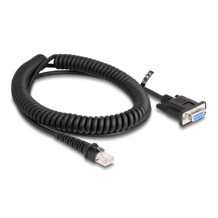 Kabel spiralny RJ50 10-pinowy męski-D-Sub 9-pinowy żeński 1,5m czarny Delock 87996
