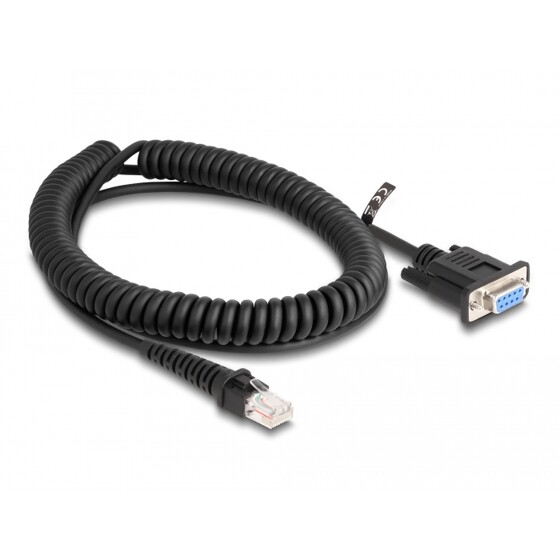Kabel spiralny RJ50 10-pinowy męski-D-Sub 9-pinowy żeński 1,5m czarny Delock 87996