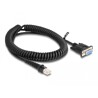Kabel spiralny RJ50 10-pinowy męski-D-Sub 9-pinowy żeński 1,5m czarny Delock 87996