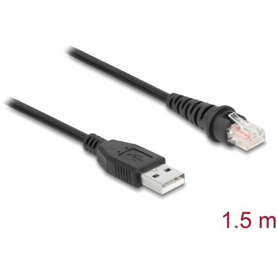 Kabel skanera kodów RJ50 10-pinowy-USB 2.0 Typu-A 1,5m Delock 90598