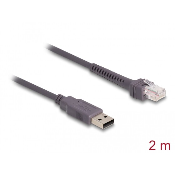 Kabel skanera kodów RJ50 10-pinowy-USB 2.0 Typu-A 2m Delock 90599