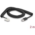 Kabel spiralny do skanera kodów RJ50 6-pinowy-USB 2.0 Typ-A 2m Delock 90601