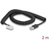 Kabel spiralny do skanera kodów RJ50 6-pinowy-USB 2.0 Typ-A 2m Delock 90601