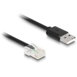 Kabel spiralny do skanera kodów RJ50 6-pinowy-USB 2.0 Typu-A 2m Delock 90601