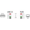 Kabel spiralny do skanera kodów RJ50 6-pinowy-USB 2.0 Typu-A 2m Delock 90601