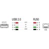 Kabel spiralny do skanera kodów RJ50 6-pinowy-USB 2.0 Typ-A 2m Delock 90601