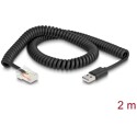 Kabel spiralny RJ50 6-pinowy-USB 2.0 Typ-A 2m Delock 90602