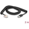 Kabel spiralny RJ50 6-pinowy-USB 2.0 Typ-A 2m Delock 90602