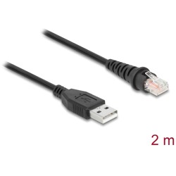 Kabel do skanera kodów RJ50 6-pinowy-USB 2.0 Typu-A 2m Delock 90611