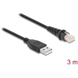Kabel do skanera kodów RJ50 6-pinowy-USB 2.0 Typu-A 3m Delock 90612