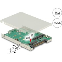Konwerter 2.5" SATA Express / U.2 - 1x M.2 / 1x mSATA z obudową 9,5 mm Delock 62786
