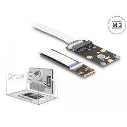 Konwerter M.2 B+M męski - 1x Mini PCIe Slot połówkowy / pełny z elastycznym kablem Delock 64221