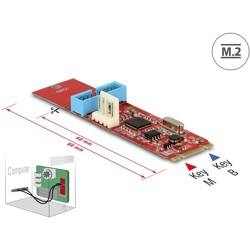 Konwerter M.2 B+M męski - 1x 6-pinowa listwa USB 5 Gbps Delock 62842