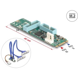 Konwerter M.2 B+M męski - 4x gniazdo USB Typ-A żeńskie 5 Gbps z kablem 50 cm Delock 61066