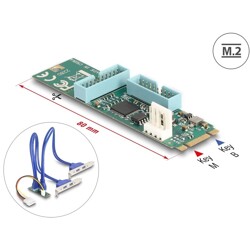 Konwerter M.2 B+M męski - 4x gniazdo USB Typ-A żeńskie 5 Gbps z kablem 50 cm Delock 61066