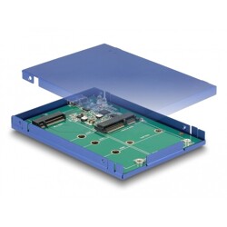 Konwerter 2.5" USB 10 Gbps Micro-B żeński - M.2 / mSATA z obudową Delock 62731 Konwerter 2.5" USB 10 Gbps Micro-B żeński - M.2 / mSATA z obudową Delock 62731