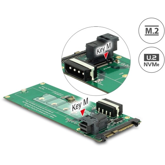 Konwerter U.2 SFF-8639 / SFF-8643 NVMe - 1x M.2 z wpustem M Delock 62945