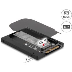 Konwerter 2.5" U.2 SFF-8639 - M.2 NVMe z wpustem M, wysokość 7 mm Delock 63379