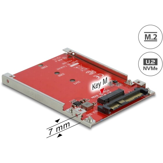 Konwerter 2.5" U.2 SFF-8639 - M.2 NVMe z wpustem M, wysokość 7 mm Delock 62725