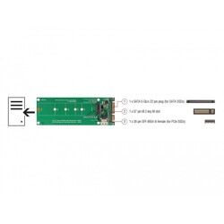 Konwerter U.2 SFF-8654 lub SATA - 1x M.2 z wpustem M Delock 63953 Konwerter U.2 SFF-8654 lub SATA - 1x M.2 z wpustem M Delock 63953