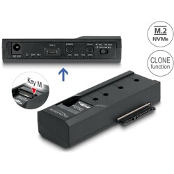 Konwerter USB Typ-C - 1x SSD M.2 NVMe + 1x SATA SSD / HDD z funkcją klonowania Delock 64252