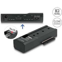 Konwerter USB Typ-C - 1x SSD M.2 NVMe + 1x SATA SSD / HDD z funkcją klonowania Delock 64252