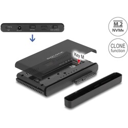 Konwerter USB Typ-C - 1x SSD M.2 NVMe + 1x SATA SSD / HDD z funkcją klonowania Delock 64190