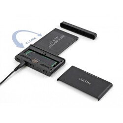 Konwerter USB Typ-C - 1x SSD M.2 NVMe + 1x SATA SSD / HDD z funkcją klonowania Delock 64190 Konwerter USB Typ-C - 1x SSD M.2 NVMe + 1x SATA SSD / HDD z funkcją klonowania Delock 64190