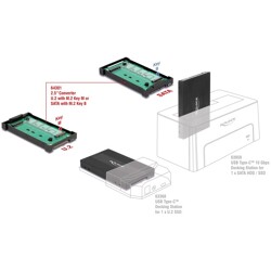 Konwerter M.2 Key M NVMe SSD - U.2 lub M.2 Key B SATA SSD - SATA bez użycia narzędzi Delock 64301 Konwerter M.2 Key M NVMe SSD - U.2 lub M.2 Key B SATA SSD - SATA bez użycia narzędzi Delock 64301