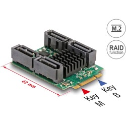 Konwerter M.2 B+M męski - 4x wtyki SATA z obsługą RAID i HyperDuo Delock 61062