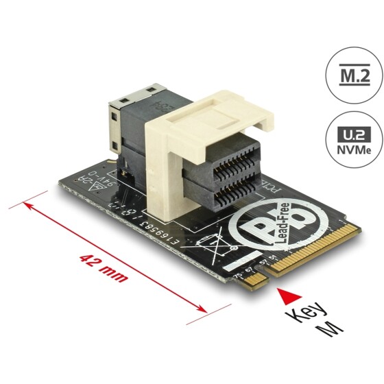 Adapter M.2 z wpustem M - SFF-8643 NVMe poziomy 2242 Delock 63918