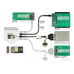 Adapter M.2 z wpustem M - SFF-8643 NVMe poziomy 2242 Delock 63918 Adapter M.2 z wpustem M - SFF-8643 NVMe poziomy 2242 Delock 63918