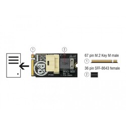 Adapter M.2 z wpustem M - SFF-8643 NVMe poziomy 2242 Delock 63918 Adapter M.2 z wpustem M - SFF-8643 NVMe poziomy 2242 Delock 63918