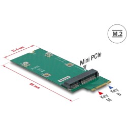 Adapter M.2 z wpustem B+M - Mini PCIe slot (PCIe / USB) Delock 64103