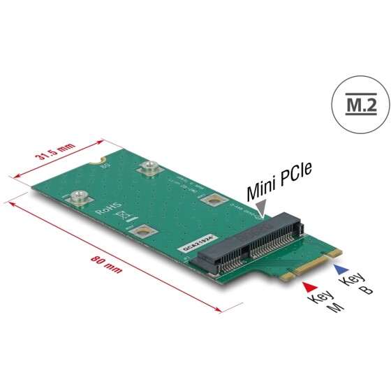 Adapter M.2 z wpustem B+M - Mini PCIe slot (PCIe / USB) Delock 64103