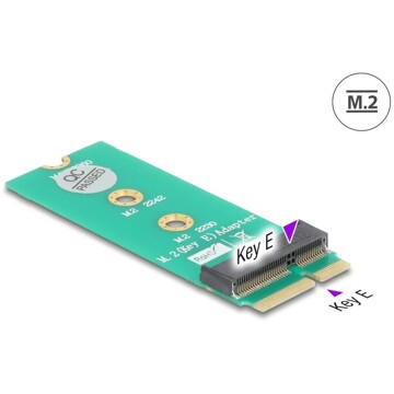 Adapter M.2 złącze E męski - gniazdo M.2 złącze E - port saver i rozszerzenie Delock 64340