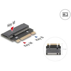 Adapter M.2 złącze B+M męski - gniazdo M.2 złącze M - rozszerzenie Delock 64342