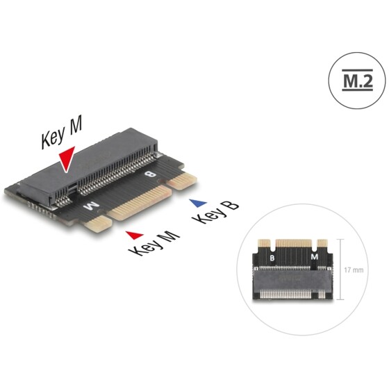 Adapter M.2 złącze B+M męski - gniazdo M.2 złącze M - rozszerzenie Delock 64342