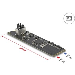 Konwerter M.2 B+M męski - 1x wewnętrzny 20-pinowy USB 3.2 Gen 2 key A żeński Delock 63330