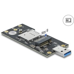 Przejściówka USB 3.0 Typ-A męska - M.2 Key B z gniazdem SIM Delock 63166