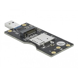 Przejściówka USB 3.0 Typ-A męska - M.2 Key B z gniazdem SIM Delock 63166 Przejściówka USB 3.0 Typ-A męska - M.2 Key B z gniazdem SIM Delock 63166